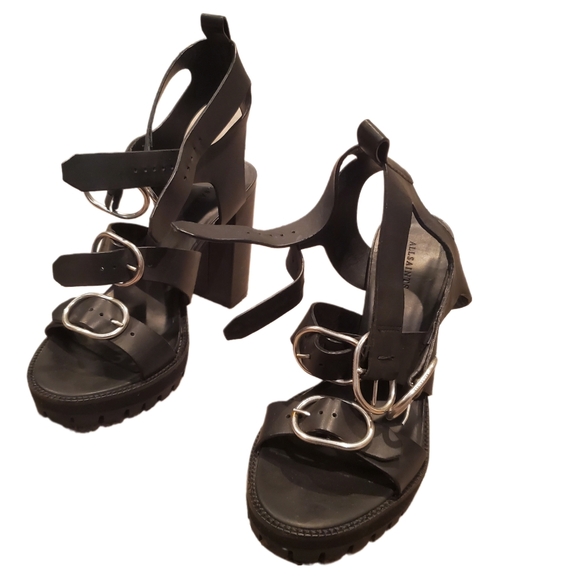 All Saints Osuna buckle chunky heel platform heels eu 40 us 10 - Picture 3 of 6